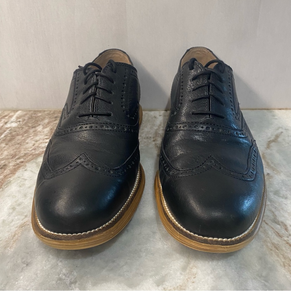 Cole Haan Grand OS Mens Sz 10 Black Leather Wingtip Oxfords Brogue Shoes C26170